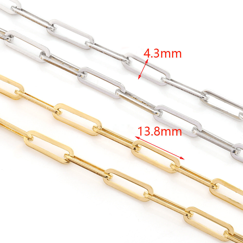 C1494 open and closed paper clip chain-Vacuum Plating Waterproof Stainless steel chain