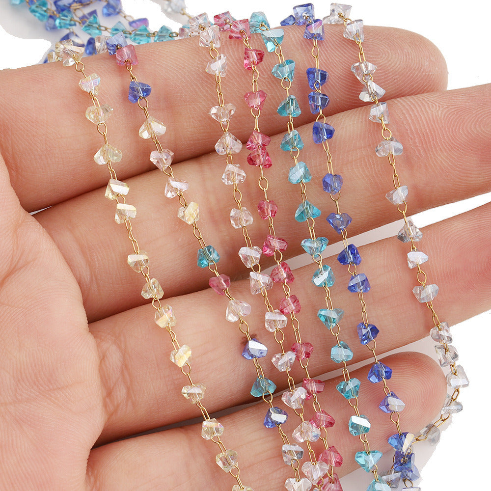 C1628 3D Heart crystal handmade chain