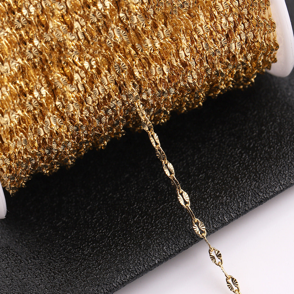 C1214 Emboss lip chain-Vacuum Plating Waterproof Stainless steel chain