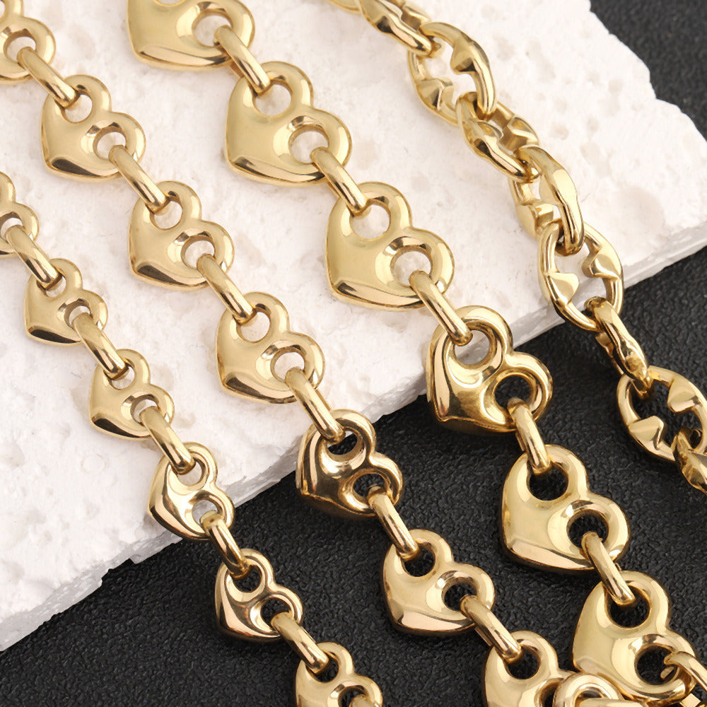 C1727 Chunky Heart Stainless Steel Chain