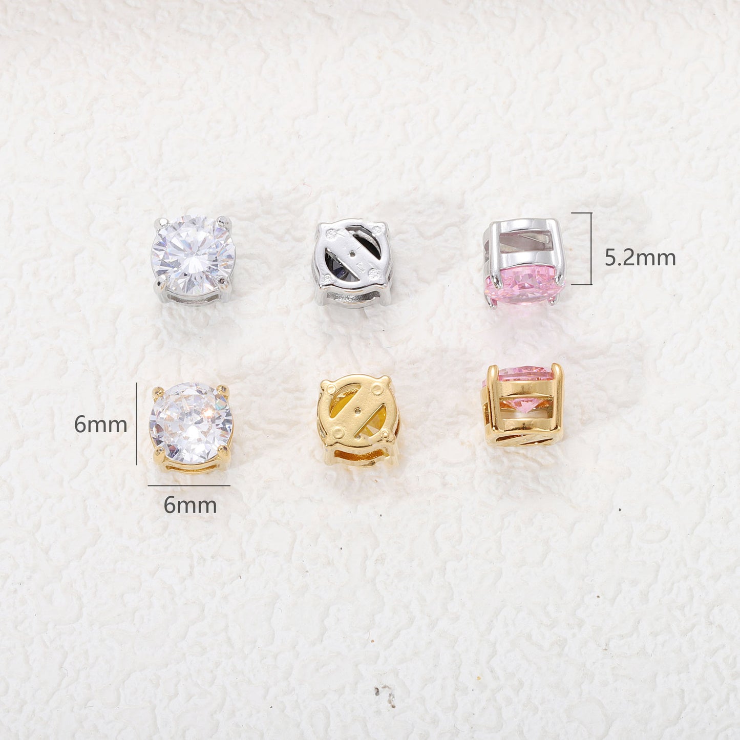 6mm Colorful Zircon Birthstone Charms
