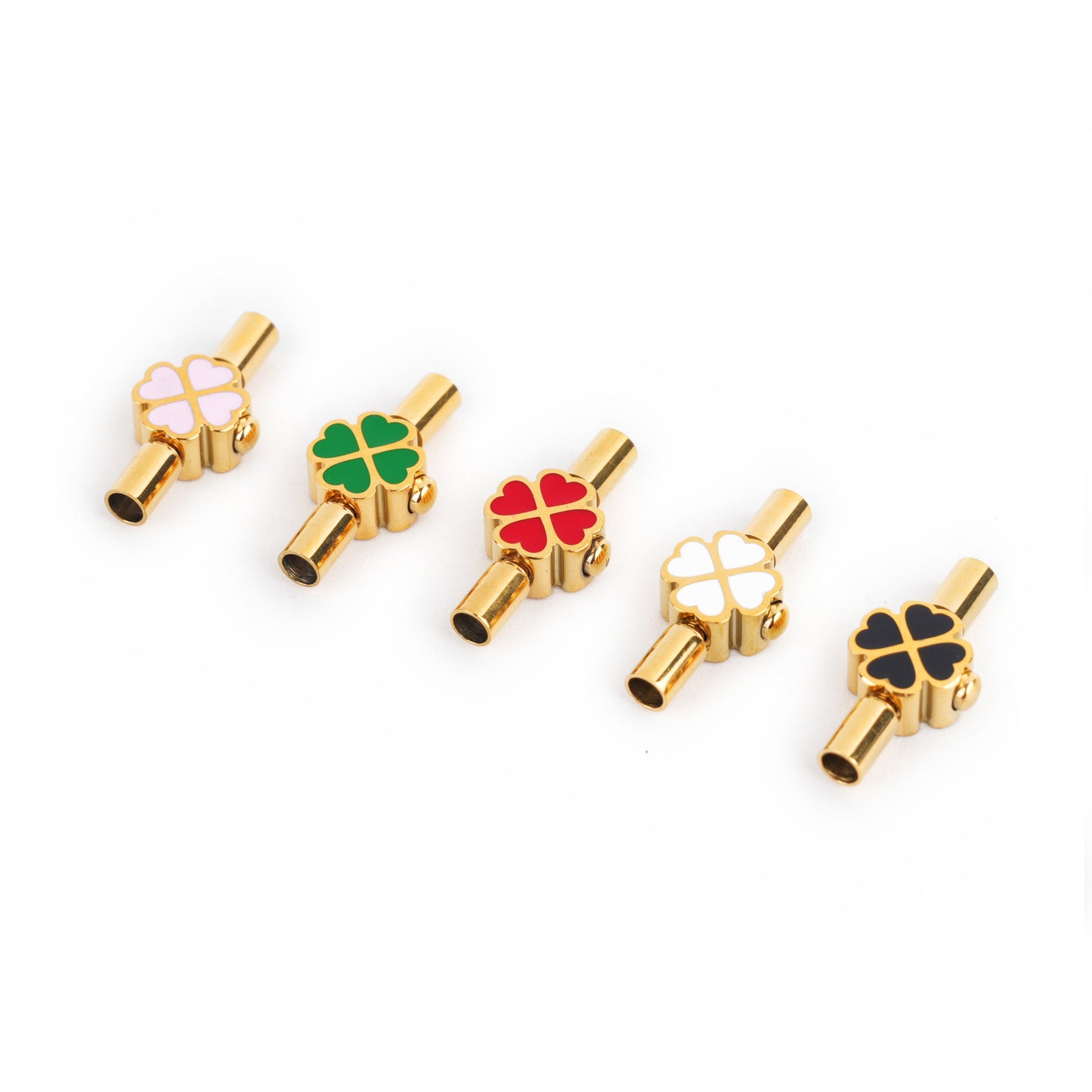 3mm Enamel Four Leaf Clover Clasp for Cord Bracelet