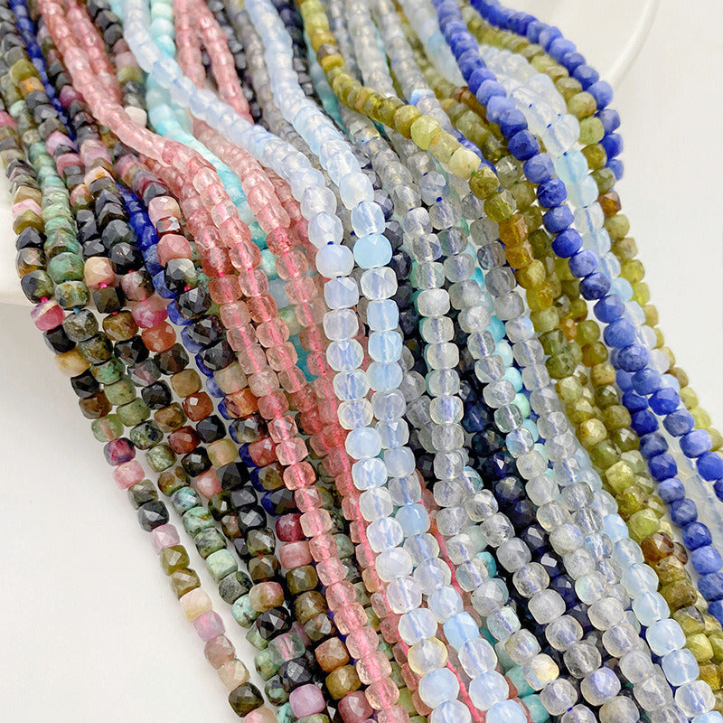 4mm Cube faceted crystal stone beads