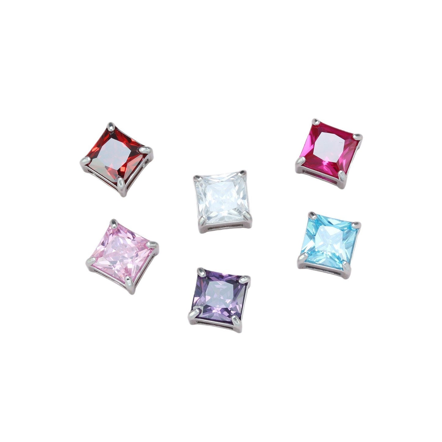 8mm Square Zircon Charms