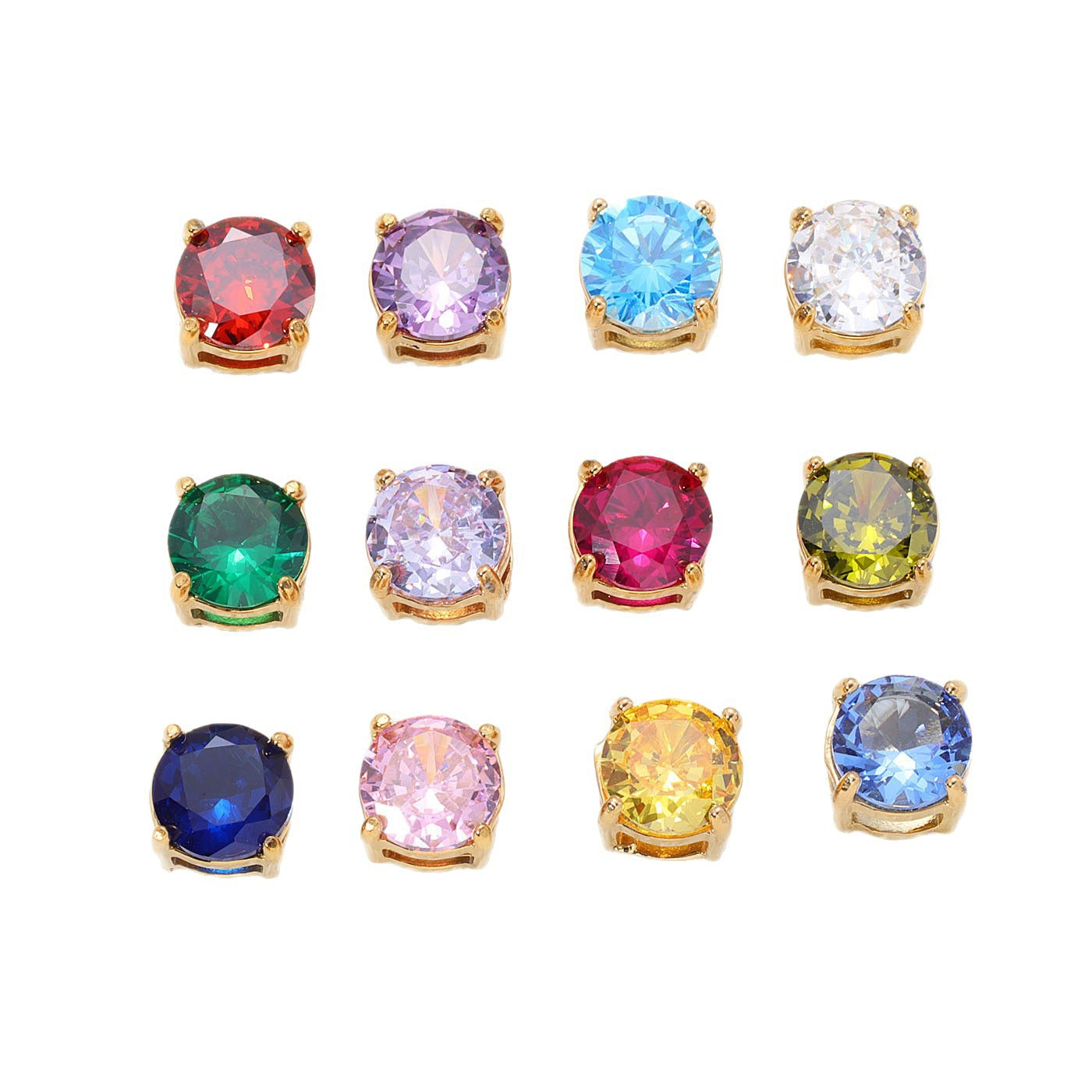 6mm Colorful Zircon Birthstone Charms