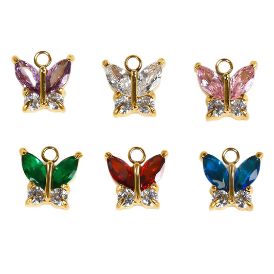 052 Colorful Zircon Butterfly charms