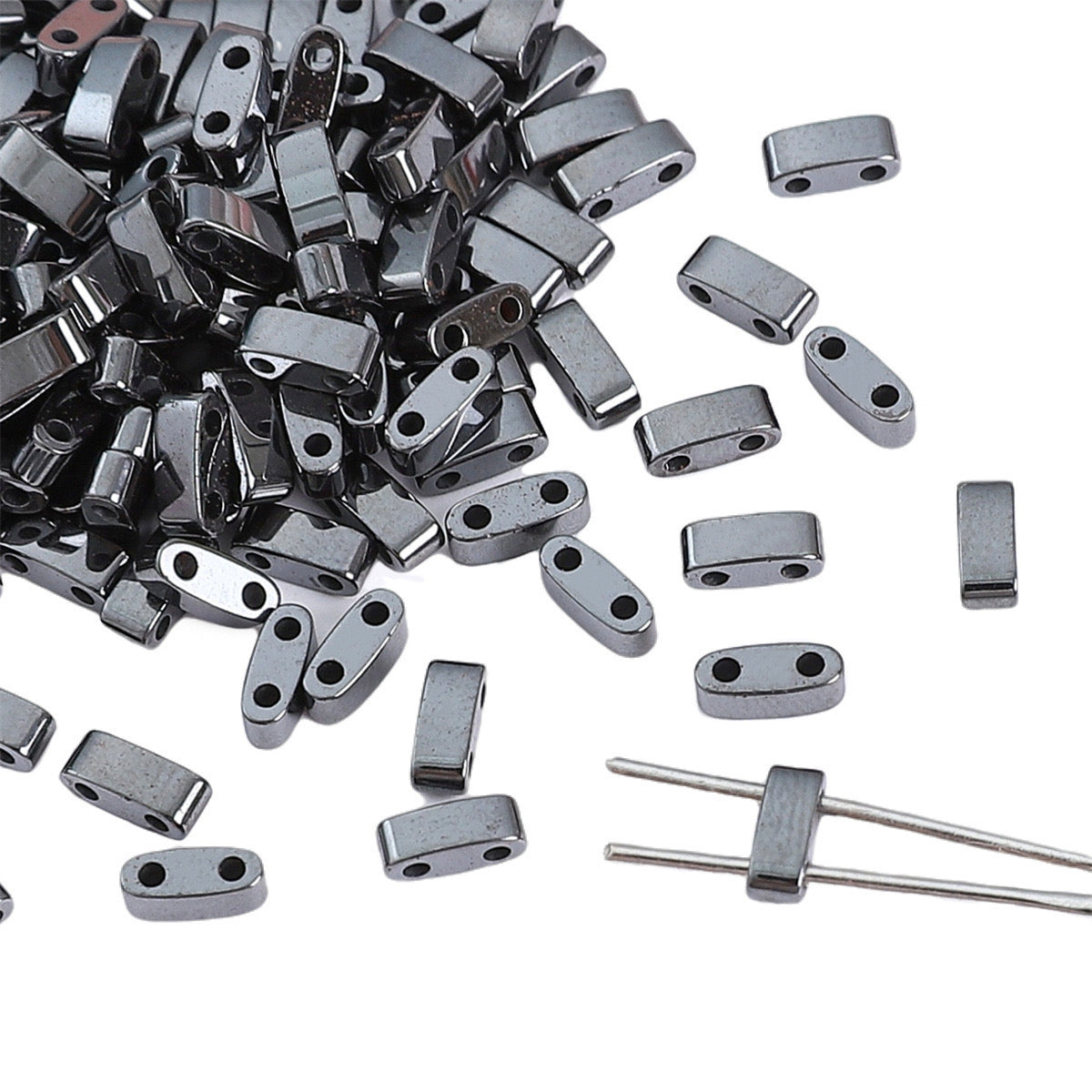 100pcs/pack Double hole hematite beads spacer