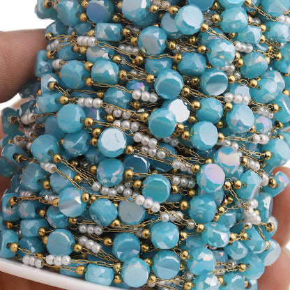 C1762 Colorful Crystal with Glass Pearl Chain
