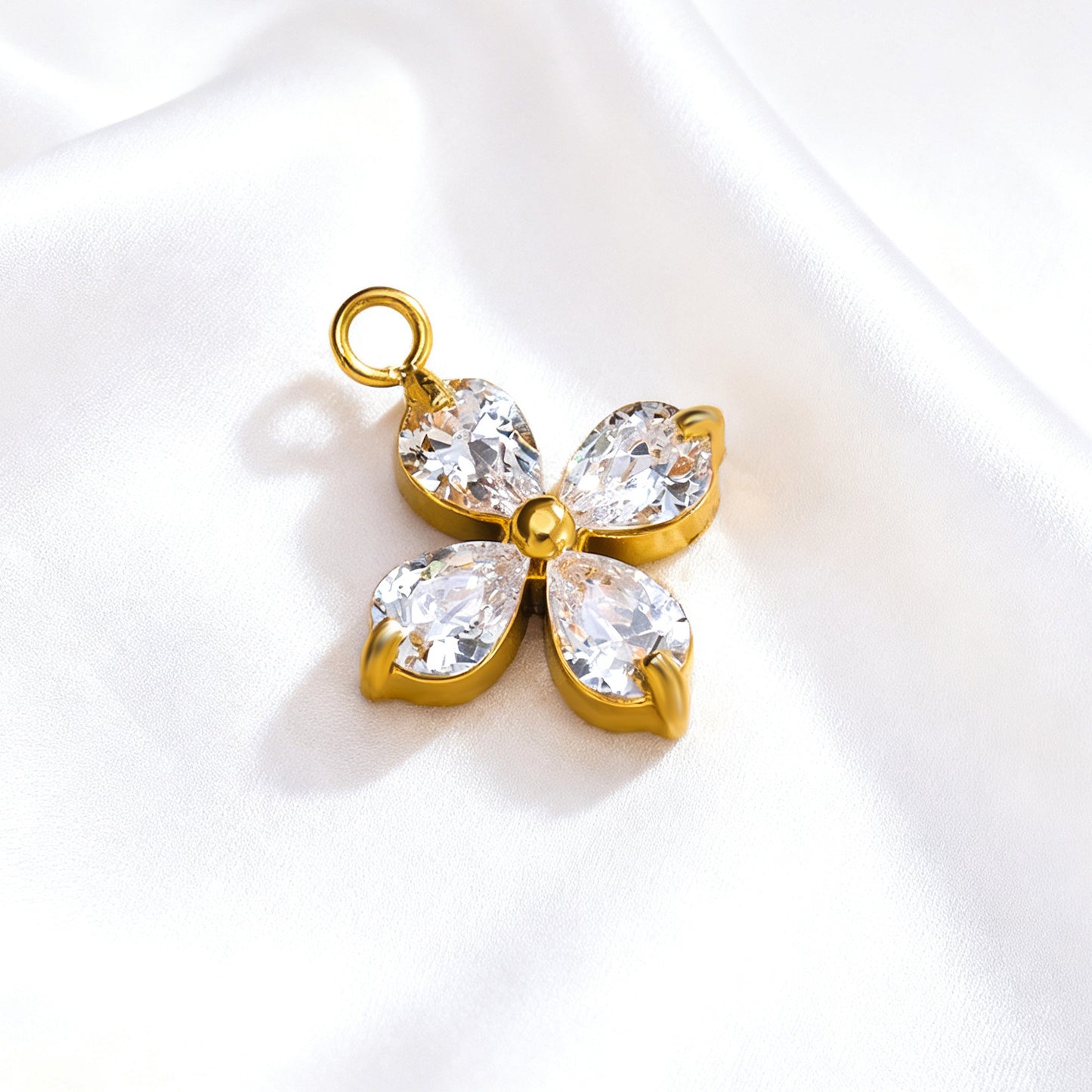 055 Colorful Zircon Four leaf Clover Charms