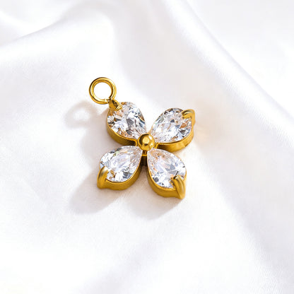 055 Colorful Zircon Four leaf Clover Charms