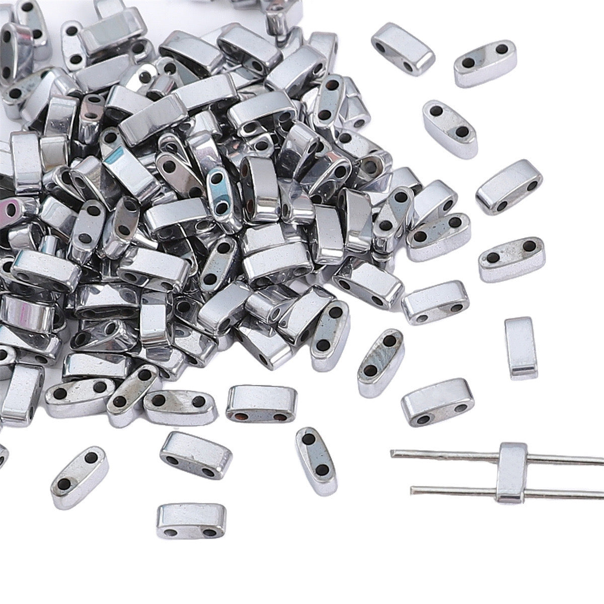 100pcs/pack Double hole hematite beads spacer