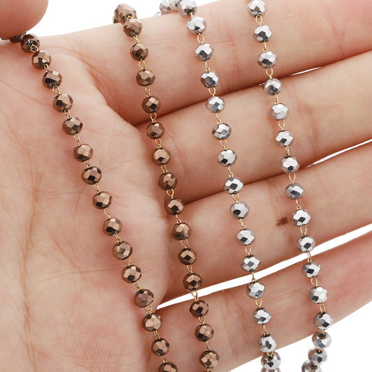 C1538 Glass beads chain-Vacuum Plating Waterproof Stainless steel chain