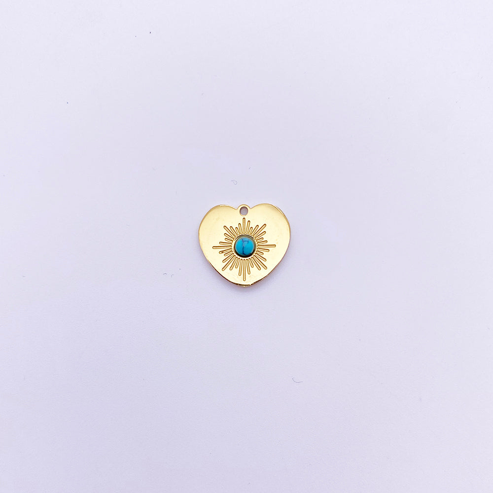 Heart gemstone sun charm