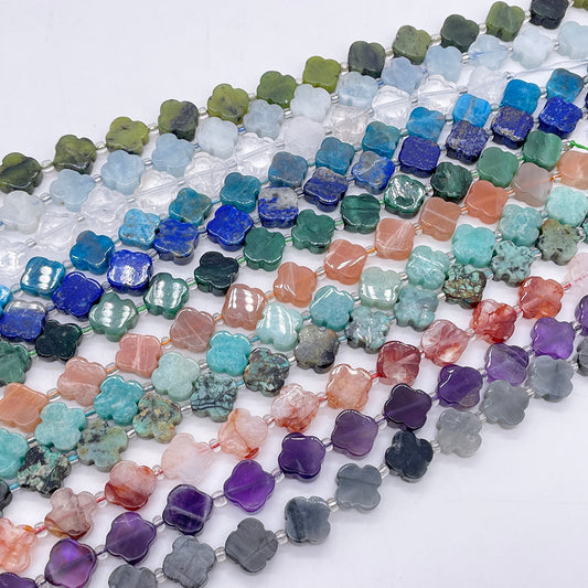 11mm Four Leaf Clover Natural Stone beads