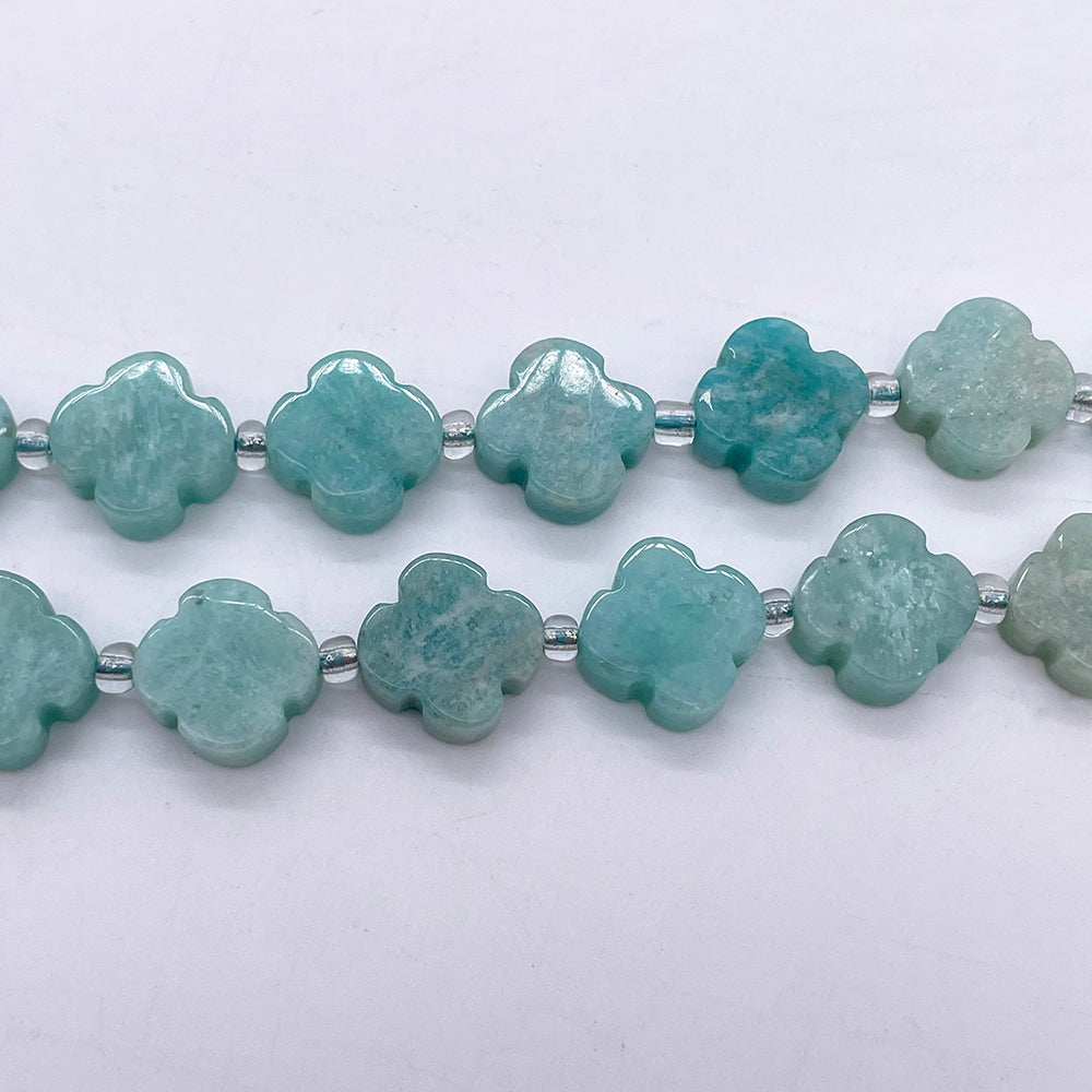 11mm Four Leaf Clover Natural Stone beads