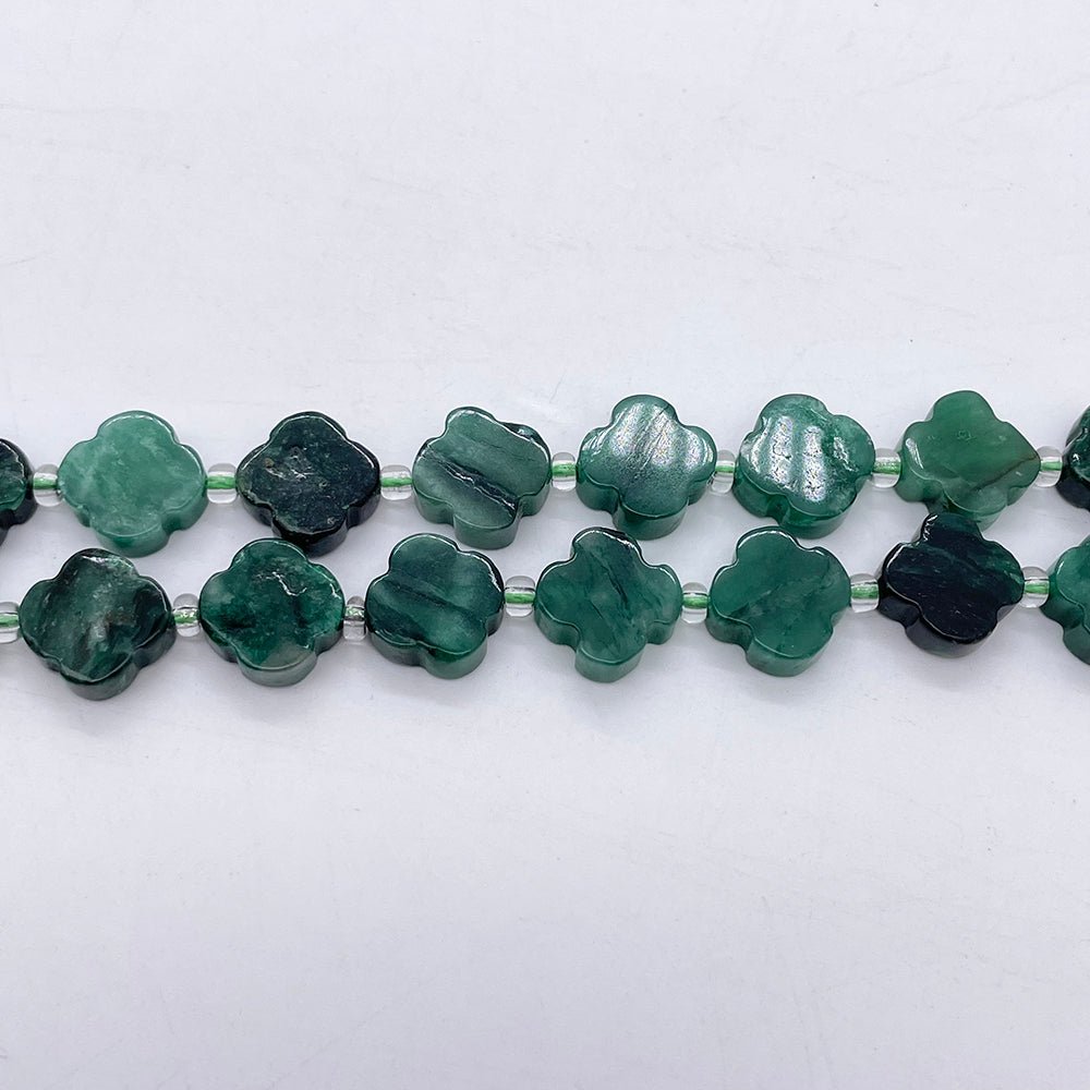 11mm Four Leaf Clover Natural Stone beads