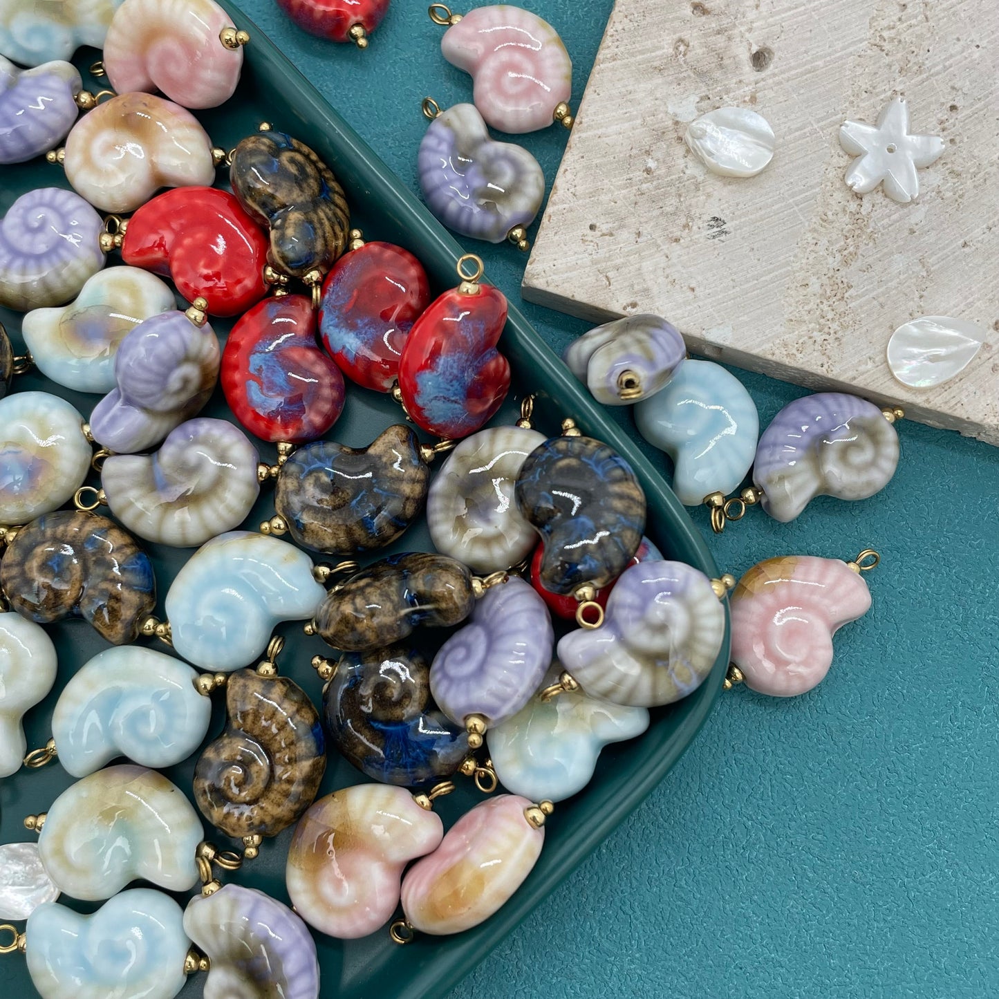 Shell ceramic charm