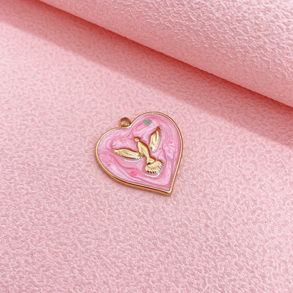 51228 Enamel heart bird charm