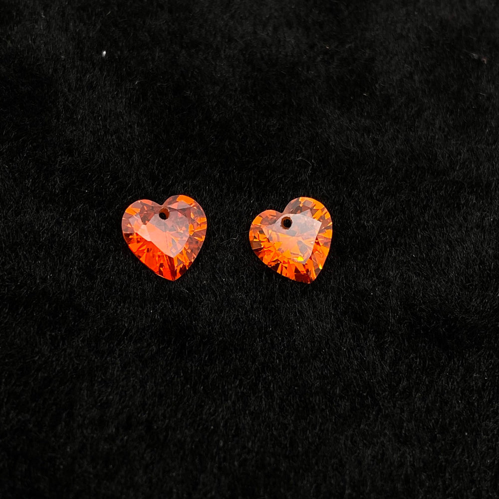 10*10mm Heart CZ stone with hole Cobochon