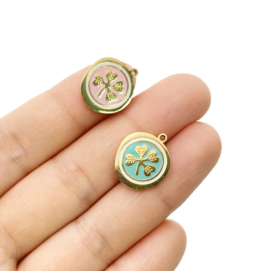 Enamel Four leaf clover charm