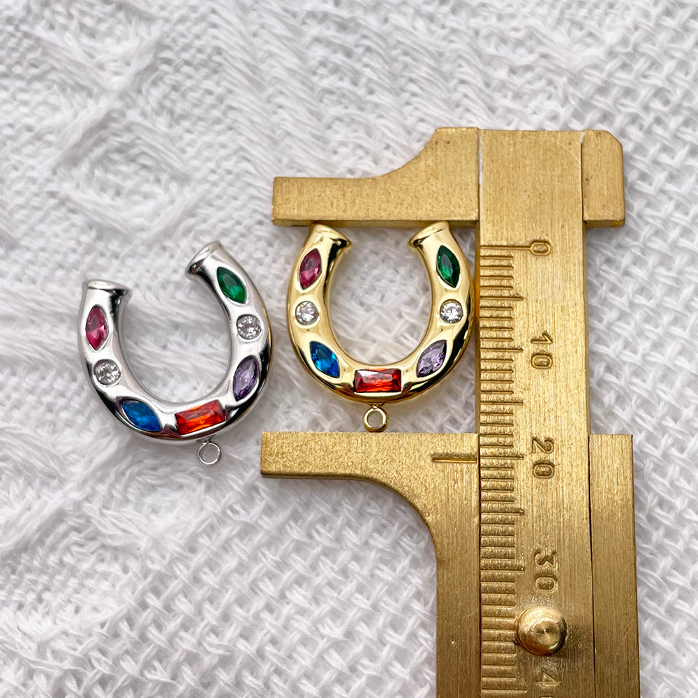 51305 Colorful Diamond Horseshoe charm