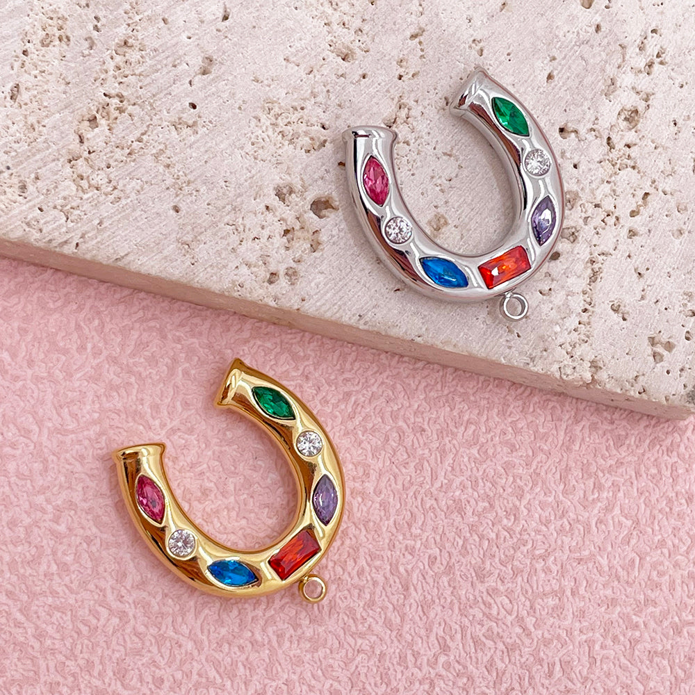 51305 Colorful Diamond Horseshoe charm