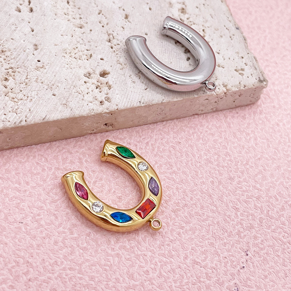 51305 Colorful Diamond Horseshoe charm