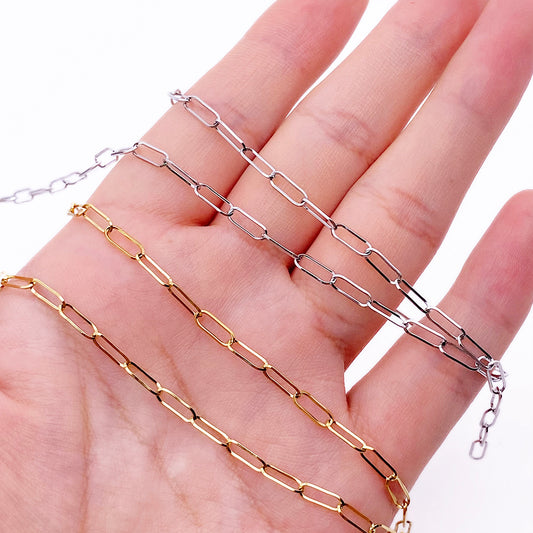 C8161 3mm Paper clip chain-Vacuum Plating Waterproof Stainless steel chain