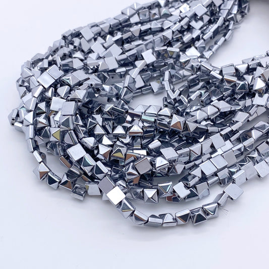 6mm Square Hematite Beads