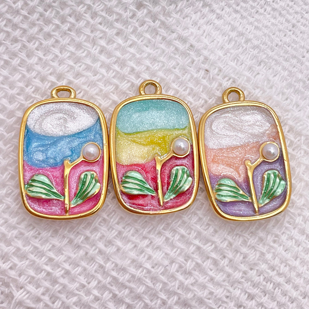 51499 Enamel colorful tree charm