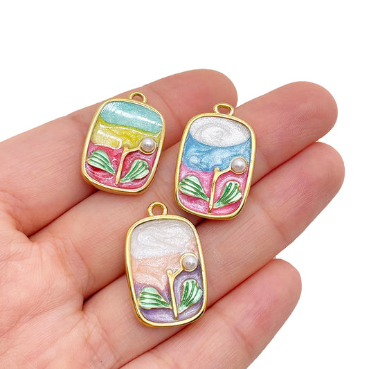 51499 Enamel colorful tree charm