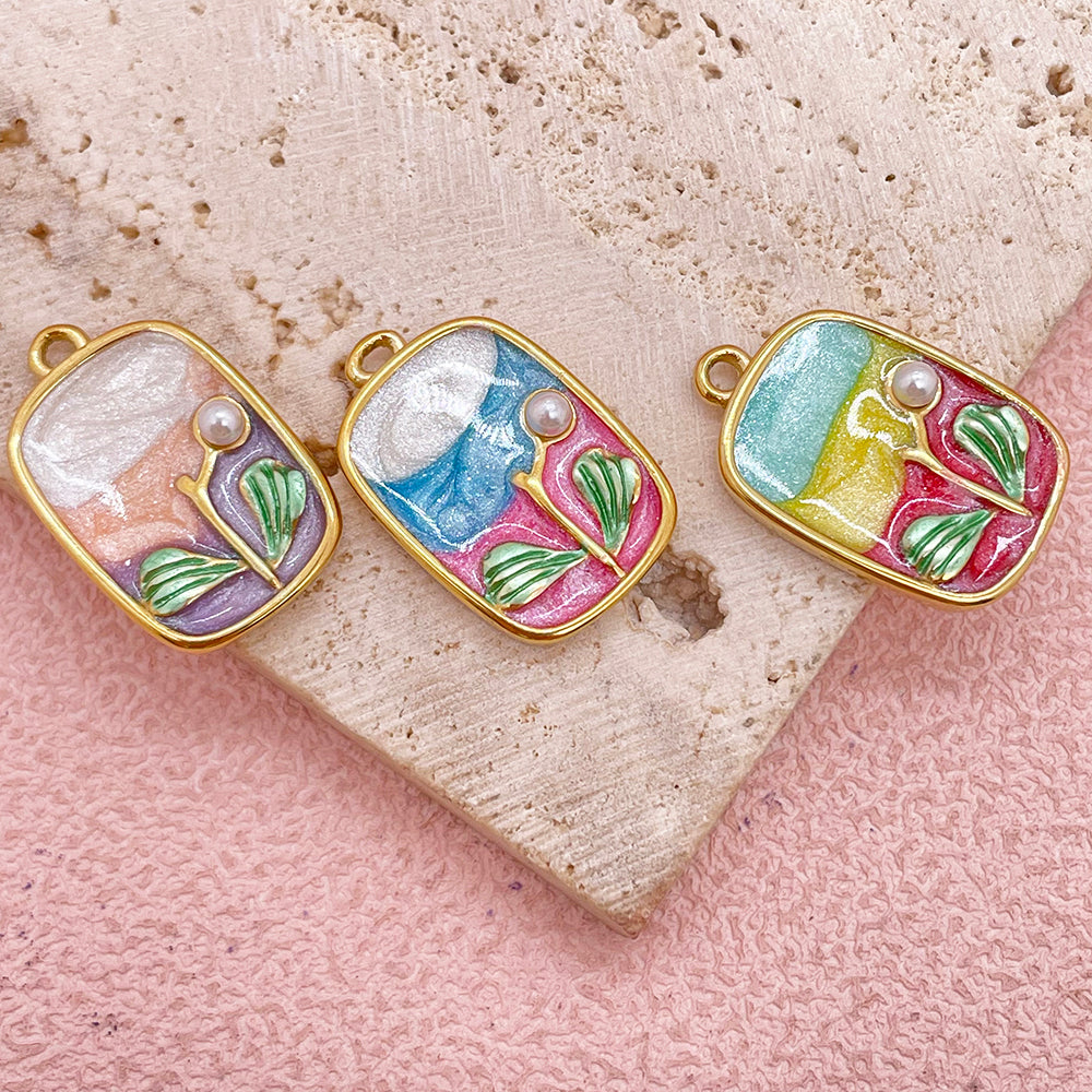 51499 Enamel colorful tree charm