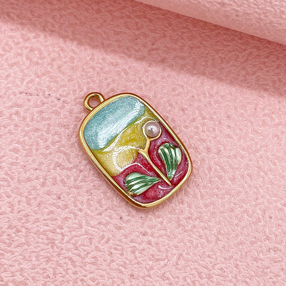51499 Enamel colorful tree charm