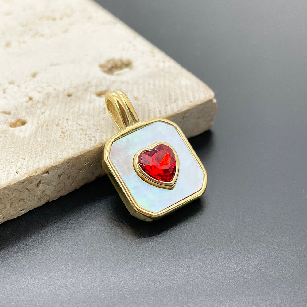 2780 Diamond heart shell charm