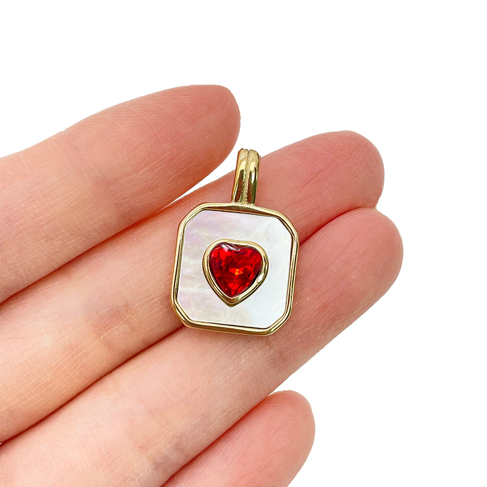 2780 Diamond heart shell charm