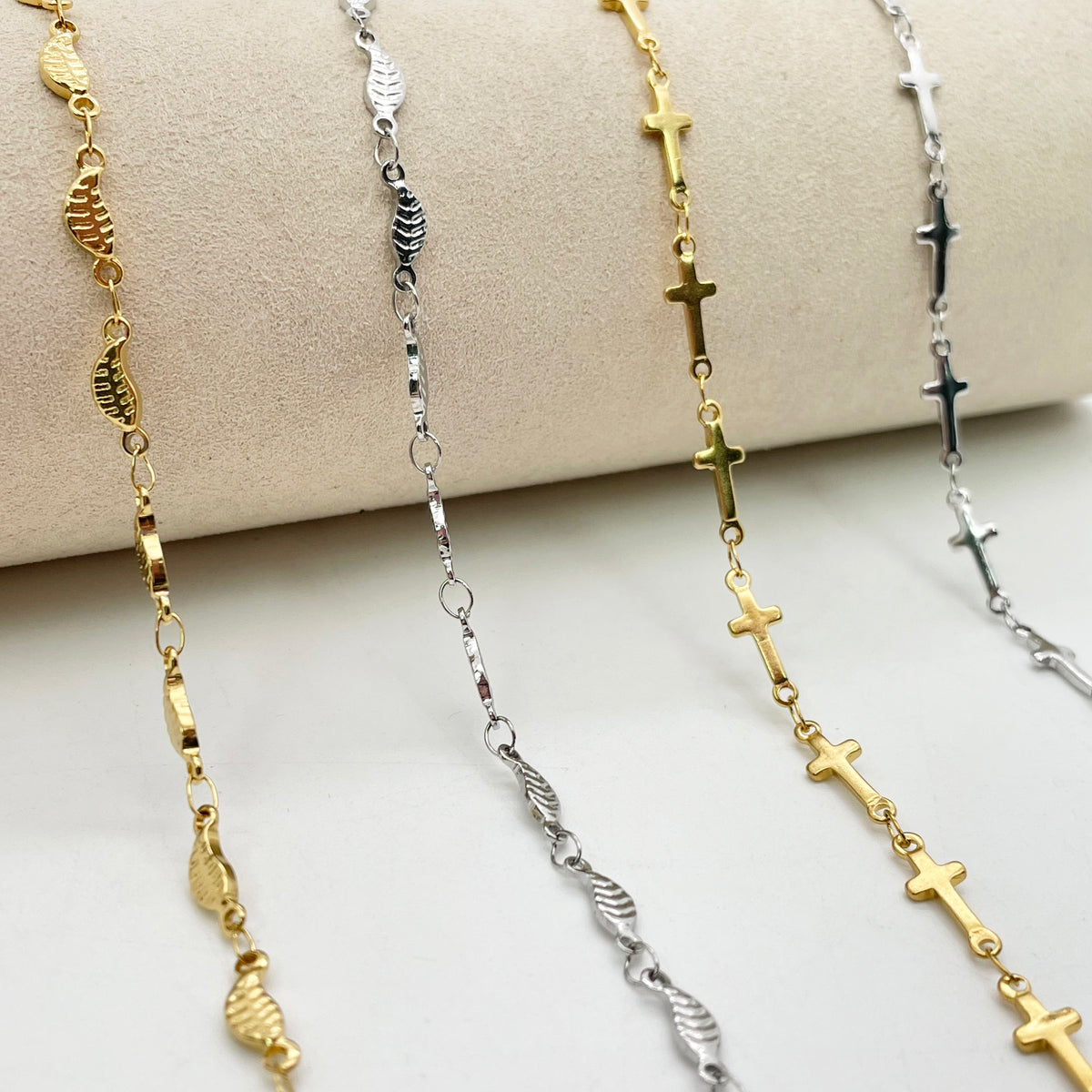 C1139 Leaf /cross chain-Vacuum Plating Waterproof Stainless steel chain