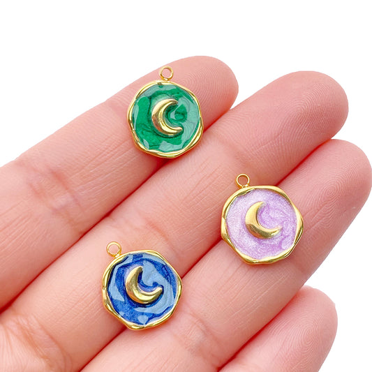 0696 Enamel Moon Charm