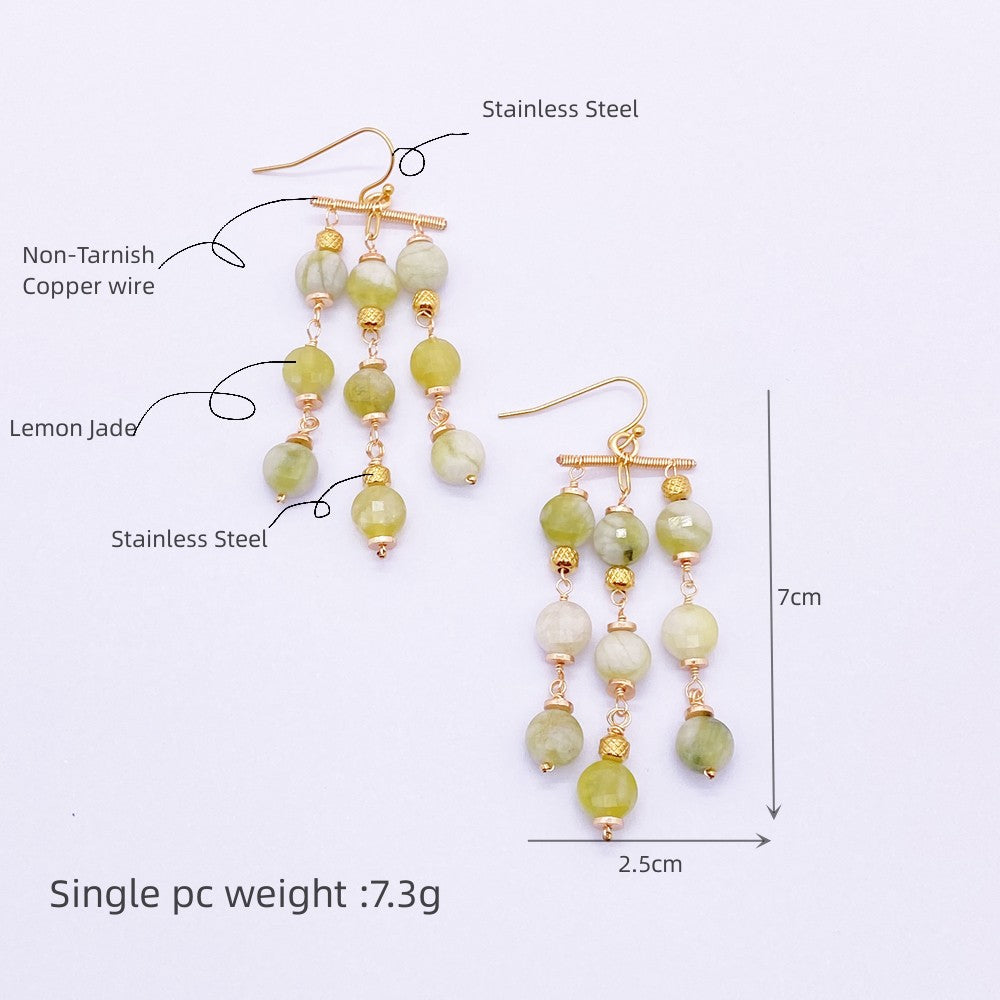 Natural Gemstone Drop Earring,Boho Style Earrings for Beach Girls