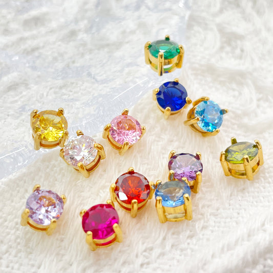 6mm Colorful Zircon Birthstone Charms