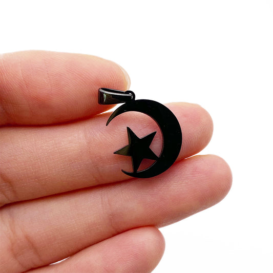 Black star and moon charm