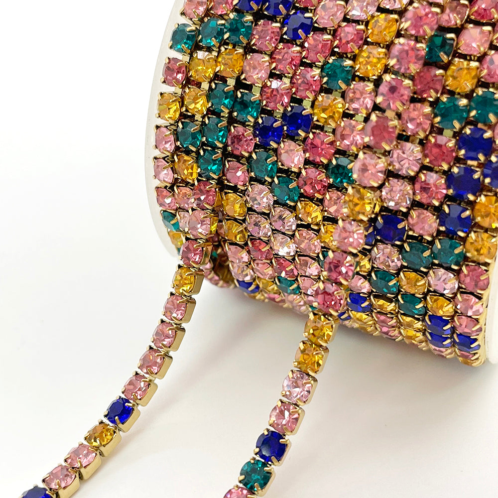 C1445 3mm Colorful Cup Rhinestone Chain/Clawchain