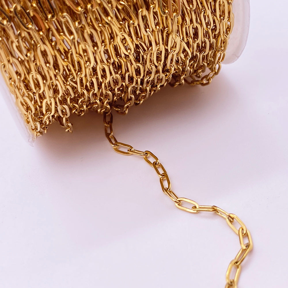 C1175 2.5mm Mini paperclip chain-Vacuum Plating Waterproof Stainless steel chain