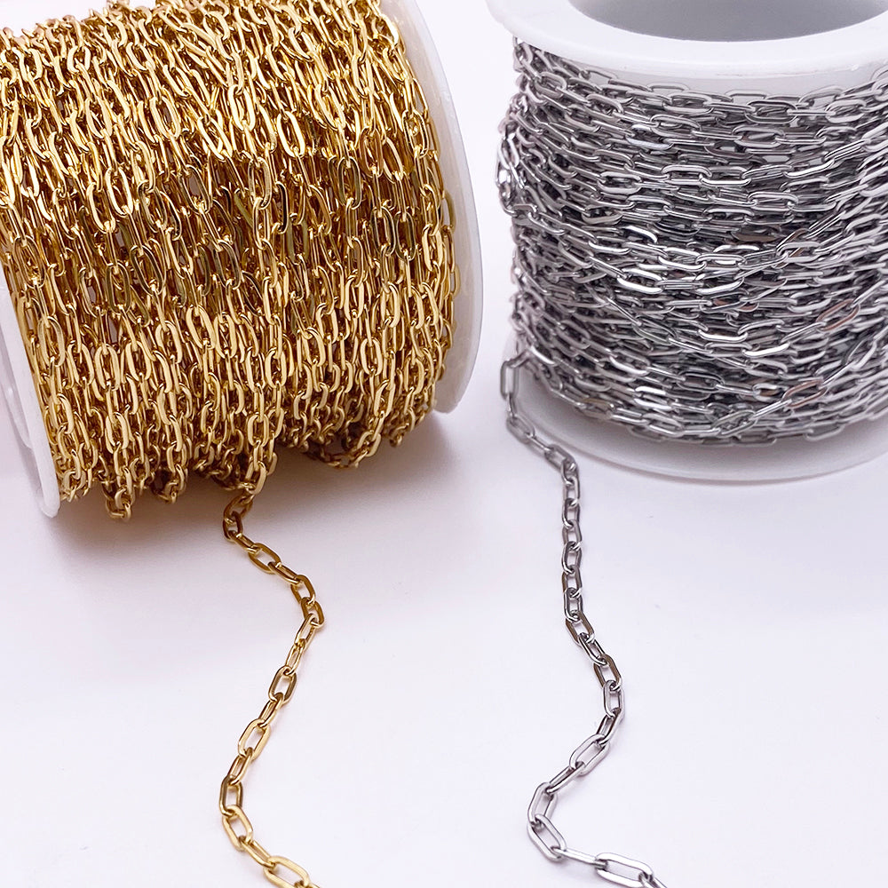 C1175 2.5mm Mini paperclip chain-Vacuum Plating Waterproof Stainless steel chain