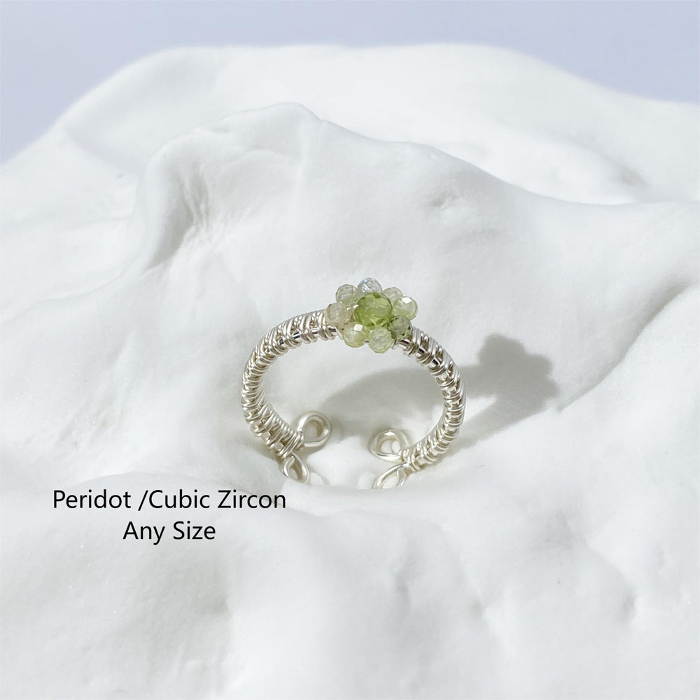 Light Green Rings ,Natural Crystal rings ,Gemstone jewelry,Non-Tarnish Wire wrap Rings