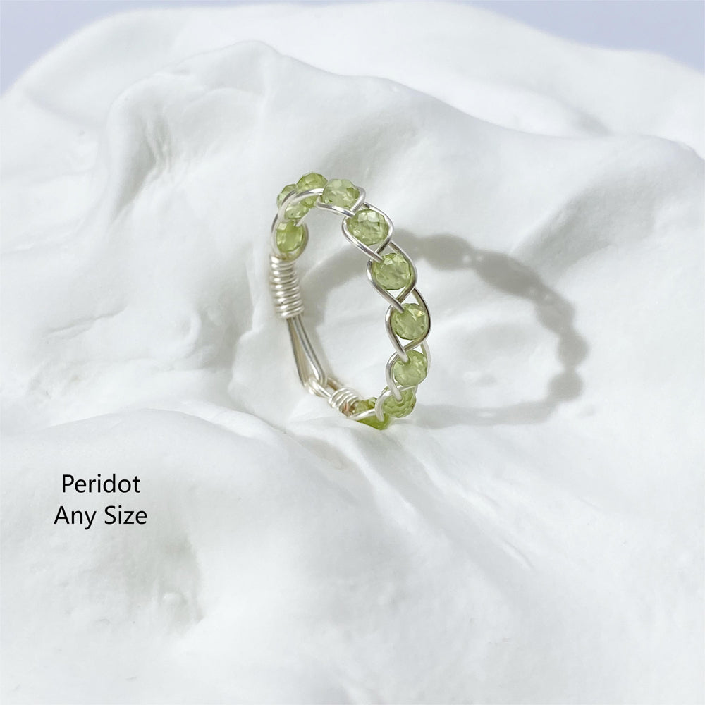 Light Green Rings ,Natural Crystal rings ,Gemstone jewelry,Non-Tarnish Wire wrap Rings