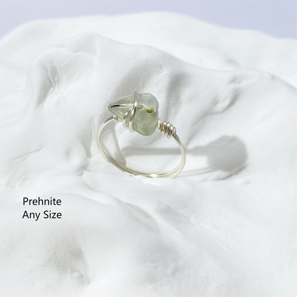 Light Green Rings ,Natural Crystal rings ,Gemstone jewelry,Non-Tarnish Wire wrap Rings