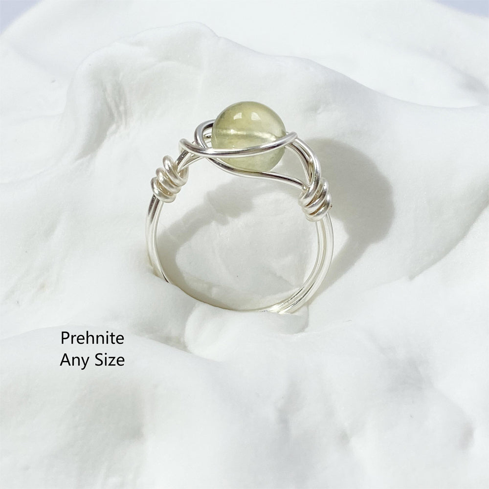 Light Green Rings ,Natural Crystal rings ,Gemstone jewelry,Non-Tarnish Wire wrap Rings