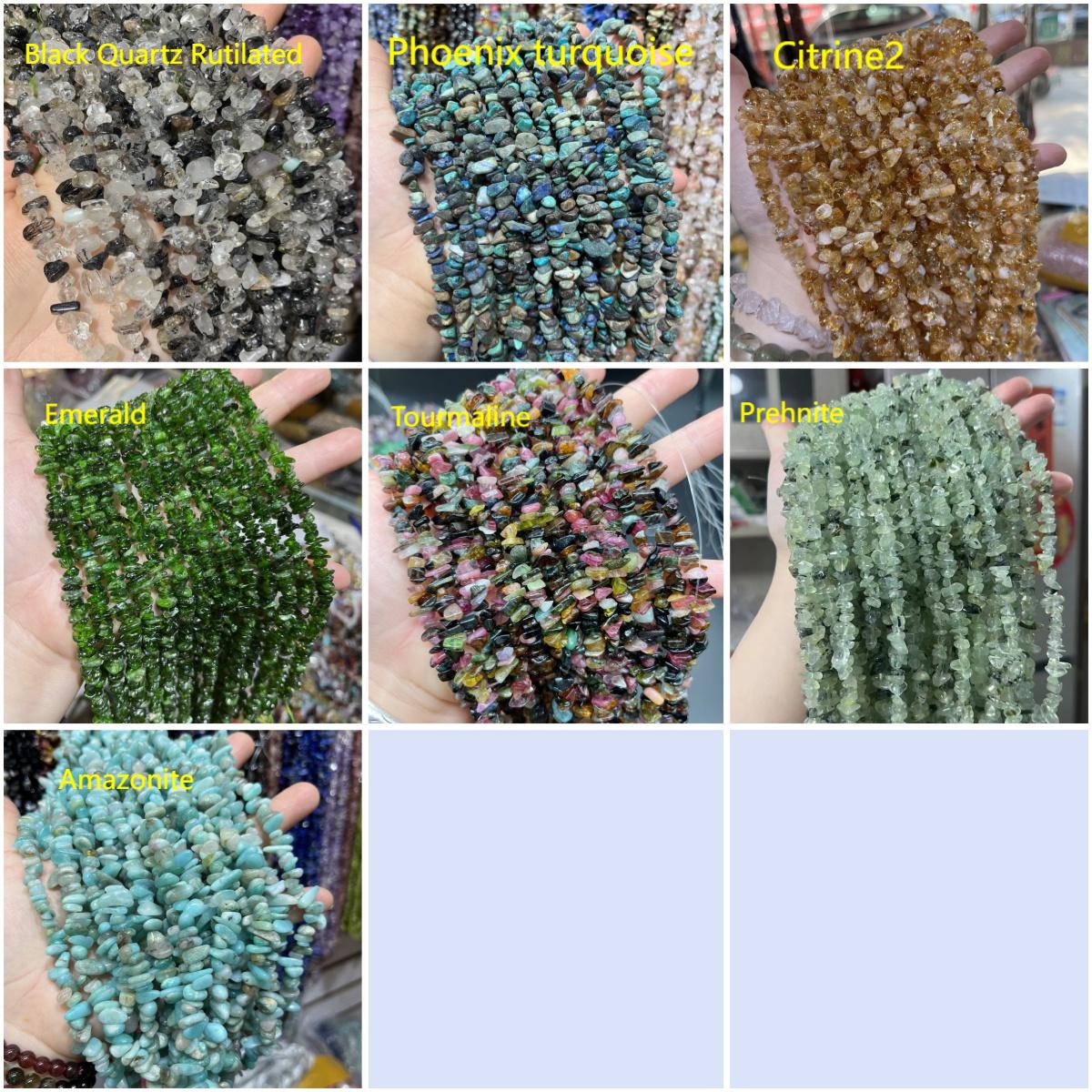 Crystal Chips Beads in natural stone material 5-8mm 80cm