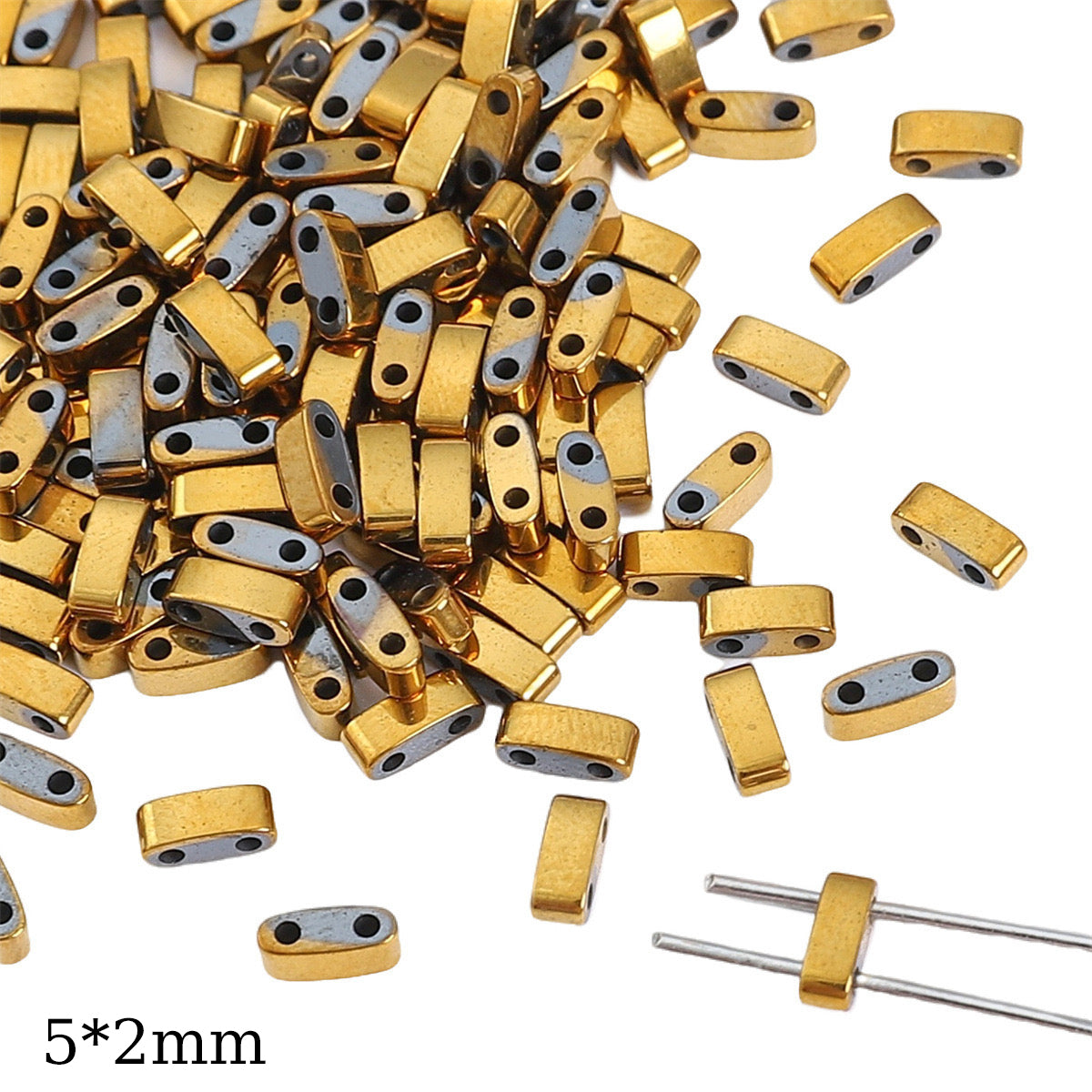 100pcs/pack Double hole hematite beads spacer