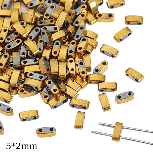 100pcs/pack Double hole hematite beads spacer